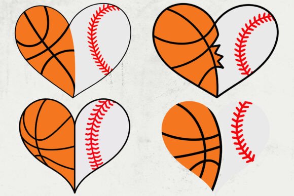 Basketball Baseball Half Heart SVG Design Review