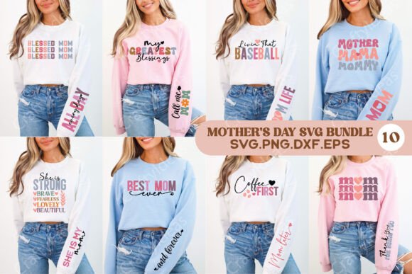 Mother’s Day Sleeve PNG Bundle, Mom PNG