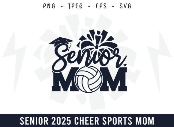 Proud Senior Cheer Volleyball Mom Design
